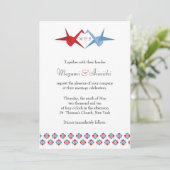 Origami Cranes Wedding (Scarlet + C Blauw) Kaart (Staand voorkant)