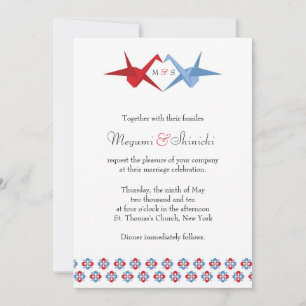 Origami Cranes Wedding (Scarlet + C Blauw) Kaart