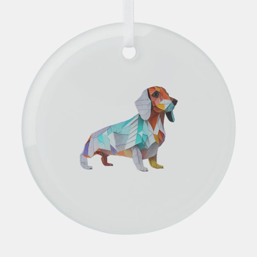 Origami Dachshund Glas Ornament (Voorkant)