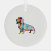 Origami Dachshund Glas Ornament (Achterkant)