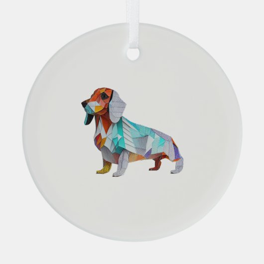 Origami Dachshund Glas Ornament (Achterkant)