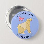 Origami Dag, beer en vlinder Ronde Button 7,6 Cm (Voorkant /achterkant)