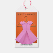 Origami designer bruidsmeisje jurk cadeaulabel (Voorkant)