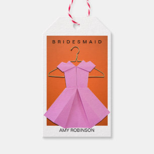 Origami designer bruidsmeisje jurk cadeaulabel