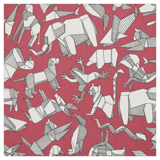 origami dier ditsy rood stof (Swatch)