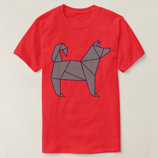 Origami Dog Japanse papierkunst Origami husky T-shirt (Design voorkant)
