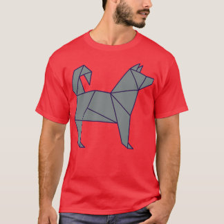 Origami Dog Japanse papierkunst Origami husky T-shirt