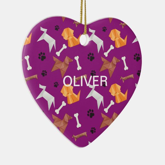 Origami Dogs 1 Foto Memorial Keramisch Ornament (Rechts)