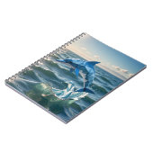 Origami-dolfijn die uit de zeeen spiraal springt notitieboek (Linkerzijde)