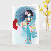 Origami Doll-Wenskaart Kaart (Gele Bloem)