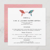 Origami Doves Wedding Invitation Menu Kaart (Voorkant / Achterkant)