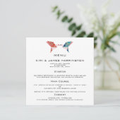 Origami Doves Wedding Invitation Menu Kaart (Staand voorkant)