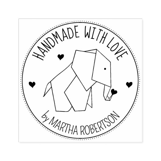 Origami Elephant Custom Handmade with love, Rubberstempel (Afrduk)