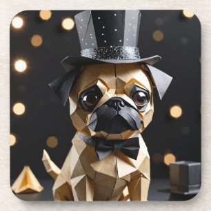 Origami fancy mopshond bier onderzetter