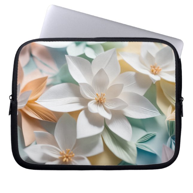 Origami flowers laptop sleeve (Voorkant)
