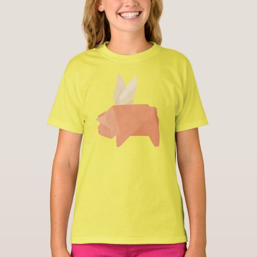 Origami Flying Pig T-shirt (Voorkant)