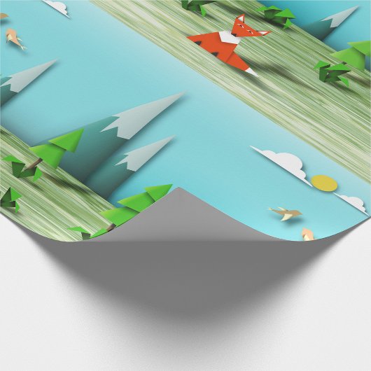 Origami Forest Scene met Fox Mountains en Vogels Cadeaupapier