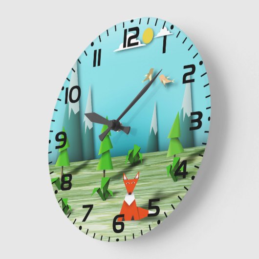 Origami Forest Scene met Fox Mountains en Vogels Grote Klok (Hoek)