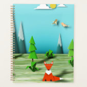 Origami Forest Scene met Fox Mountains en Vogels Planner (Voorkant)