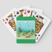 Origami Forest Scene met Fox Mountains en Vogels Pokerkaarten (Achterkant)
