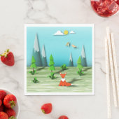 Origami Forest Scene met Fox Mountains en Vogels Servet (Insitu)