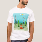 Origami Forest Scene met Fox Mountains en Vogels T-shirt (Voorkant)