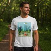 Origami Forest Scene met Fox Mountains en Vogels T-shirt