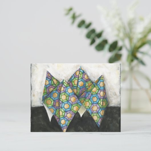 Origami Fortune Teller op Geometrisch papier Briefkaart (Staand voorkant)
