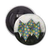 Origami Fortune Teller op Geometrisch papier Button Flesopener (Voorkant)