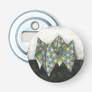Origami Fortune Teller op Geometrisch papier Button Flesopener