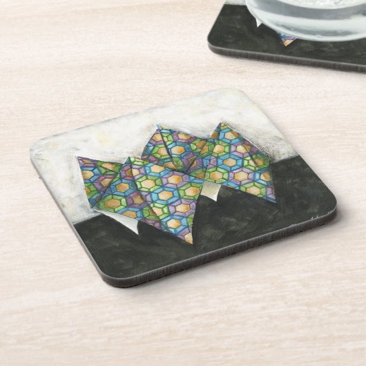 Origami Fortune Teller op Geometrisch papier Drankjes Onderzetter (Linkerzijde)