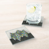 Origami Fortune Teller op Geometrisch papier Glazen Onderzetter (Schuin)