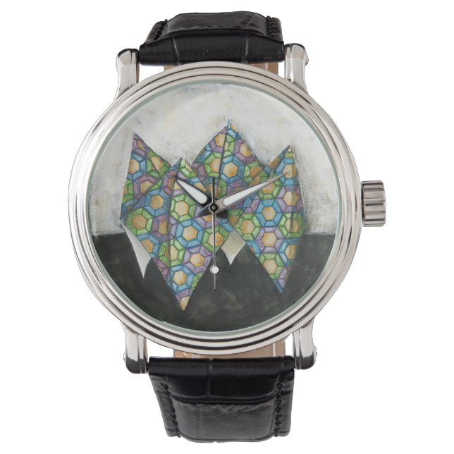 Origami Fortune Teller op Geometrisch papier Horloge (Voorkant)
