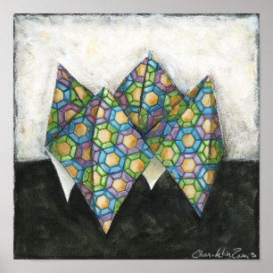 Origami Fortune Teller op Geometrisch papier Poster