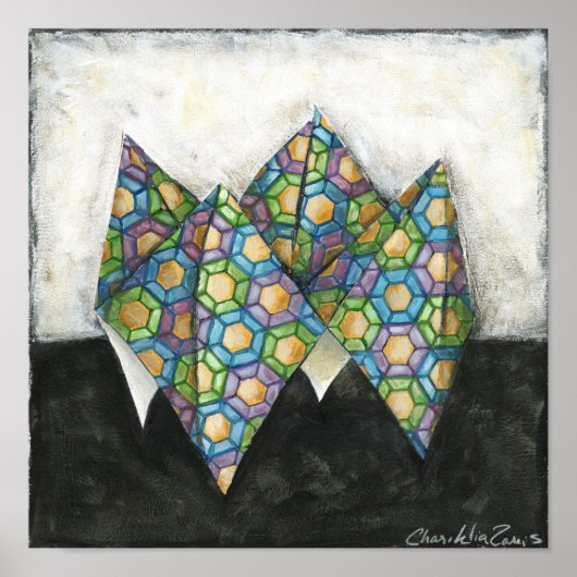 Origami Fortune Teller op Geometrisch papier Poster (Voorkant)