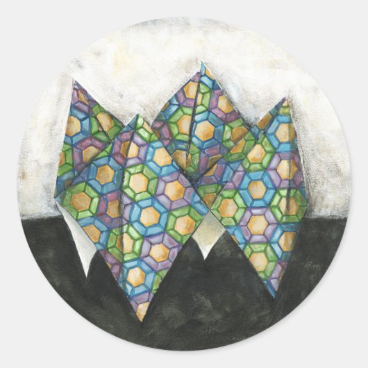 Origami Fortune Teller op Geometrisch papier Ronde Sticker (Voorkant)