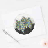 Origami Fortune Teller op Geometrisch papier Ronde Sticker (Envelop)