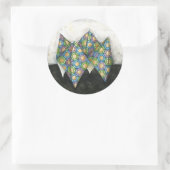 Origami Fortune Teller op Geometrisch papier Ronde Sticker (Tas)