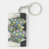 Origami Fortune Teller op Geometrisch papier Sleutelhanger (achterkant)