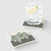 Origami Fortune Teller op Geometrisch papier Stenen Onderzetter (Zijkant)