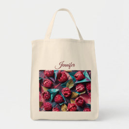 Origami Framboos Acryl Roze Gepersonaliseerd Tote Bag