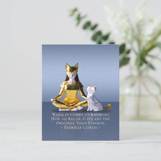 Origami Gold Foil Yoga Meditating Catoman and Cat (Staand voorkant)