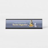 Origami Gold Foil Yoga Meditating Catoman and Cat Bureau Naambordje (Voorkant)