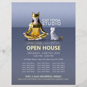 Origami Gold Foil Yoga Meditating Catoman and Cat Flyer