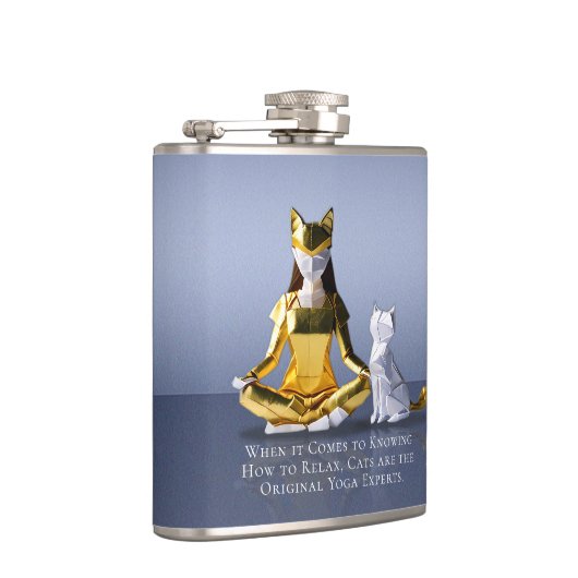 Origami Gold Foil Yoga Meditating Catoman and Cat Heupfles (Rechts)