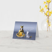 Origami Gold Foil Yoga Meditating Catoman and Cat Kaart (Gele Bloem)