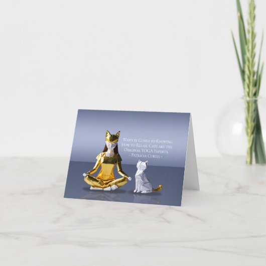 Origami Gold Foil Yoga Meditating Catoman and Cat Kaart (Voorkant)