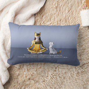 Origami Gold Foil Yoga Meditating Catoman and Cat Kussen