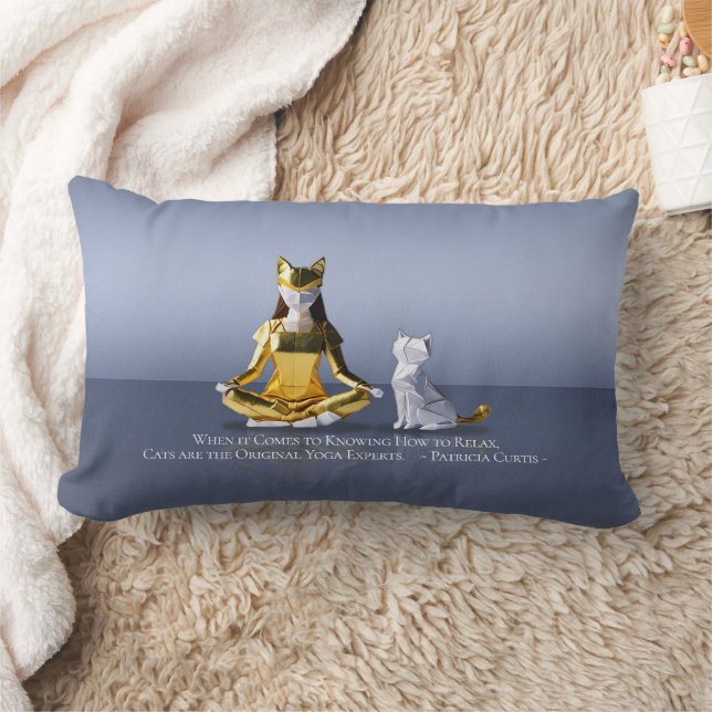Origami Gold Foil Yoga Meditating Catoman and Cat Kussen (Deken)