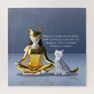 Origami Gold Foil Yoga Meditating Catoman and Cat Legpuzzel